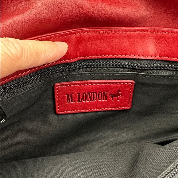 M.London Red Leather Shoulder Bag - Picture 5 of 9